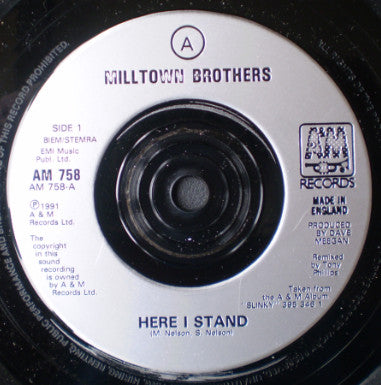 Milltown Brothers - Here I Stand - Used Vinyl Record 7" image 7