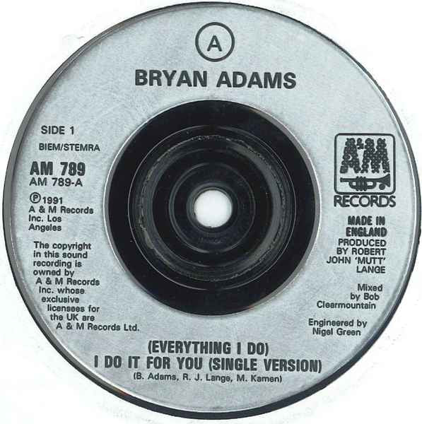 Bryan Adams - (Everything I Do) I Do It For You - Used Vinyl Record 7 image 3