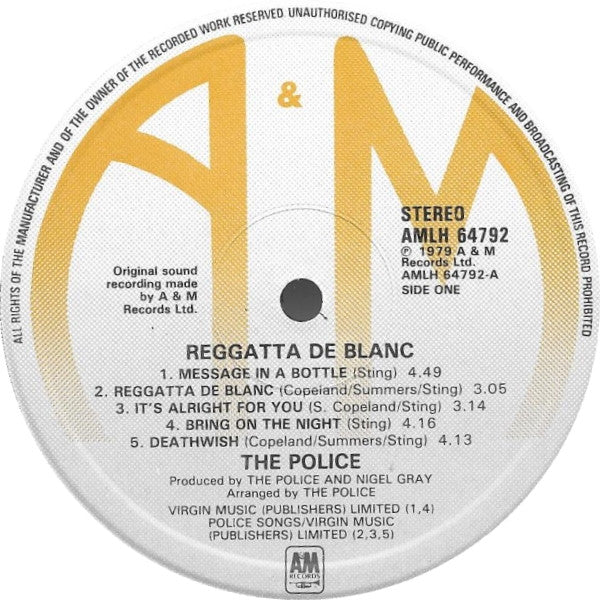 Police - Reggatta De Blanc - Used Vinyl Record image 3