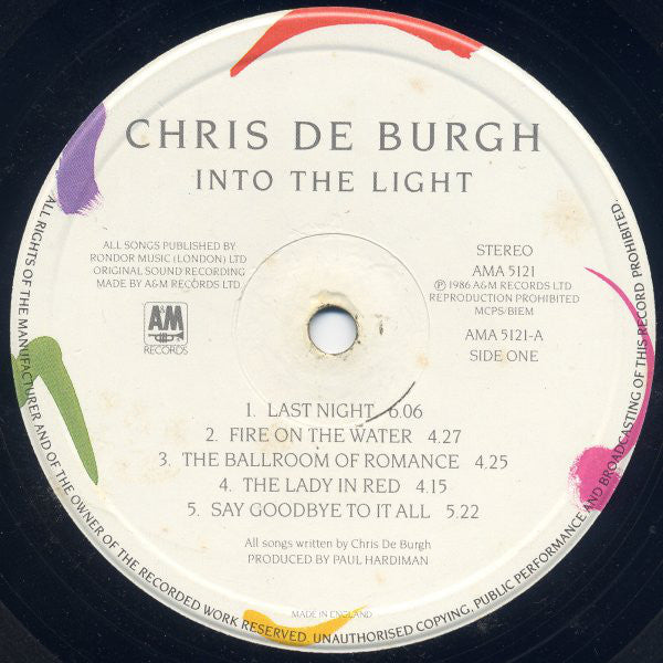 Chris de Burgh - Into The Light - Used Vinyl Record image 3