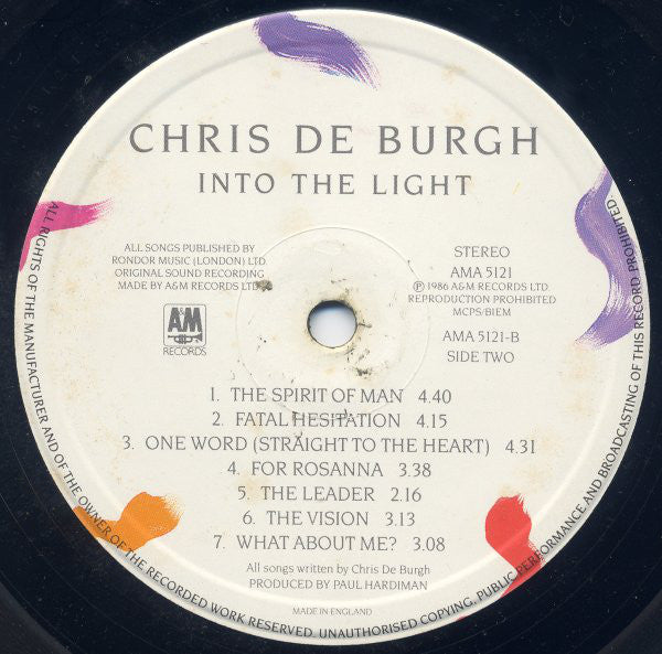 Chris de Burgh - Into The Light - Used Vinyl Record image 4