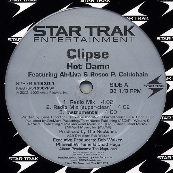 Clipse - Hot Damn - Used Vinyl Record 12" image 1