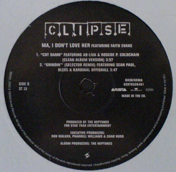 Clipse - Ma, I Don't Love Her - Used Vinyl Record 12" image 3