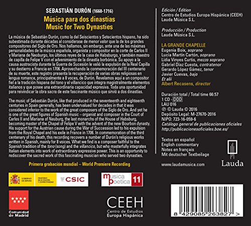 Sebastian Duron - Sebastián Durón: Musica Para Dos Dinastias - CD image 2