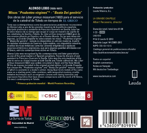 Alonso Lobo - : Misas Prudentes Virgines/Beata Dei Genitrix - CD image 2