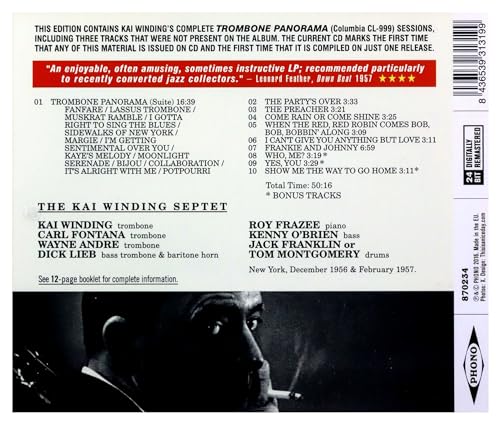 KAI WINDING - TROMBONE PANORAMA & 3 BONUS TR - CD image 2
