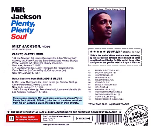 MILT JACKSON - JACKSON MILT / PLENTY PLENTY SOUL - CD ALBUM image 2