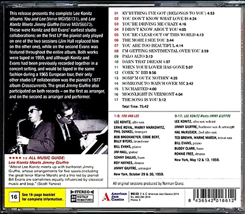 KONITZ LEE - YOU AND LEE/LEE KNOTIZ MEETS - CD image 2