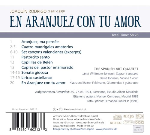 SPANISH ART QUARTET - RODRIGO EN ARANJUEZ CON TU AM - CD image 2