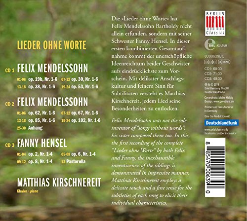 Felix Mendelssohn - & Fanny Hensel: Lieder Ohne Worte - CD image 2