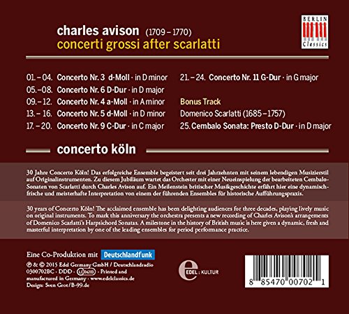 Charles Avison - : Concerti Grossi After Scarlatti - CD image 2