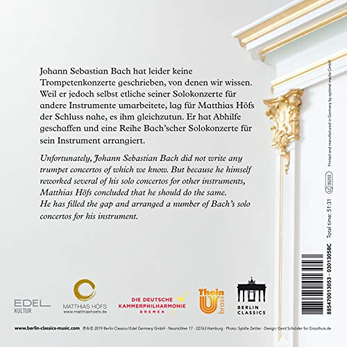 MATTHIAS HOFS  DEUTS - JS BACH TRUMPET CONCERTOS - CD image 2