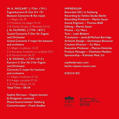 SOPHIE DERVAUX  MOZA - MOZART HUMMEL VANHAL - CD image 2
