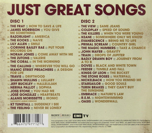 Various - Just Great Songs - Used CD image 2