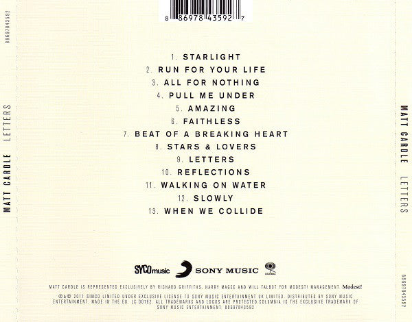 Matt Cardle - Letters - Used CD image 5