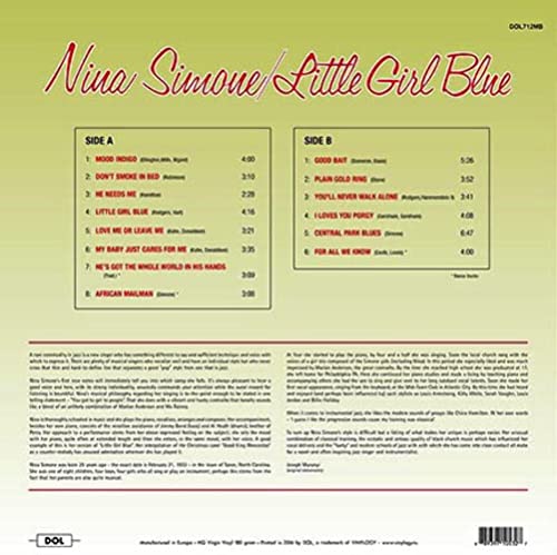 Nina Simone - Little Girl Blue - Vinyl Record 12 Album (Gatefold Cover image 2