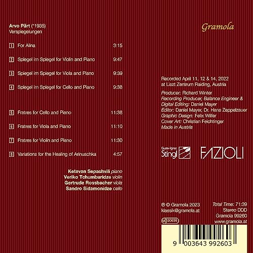 KETEVAN SEPASHVILI; - ARVO PART VERSPIEGELUNGEN - CD image 2