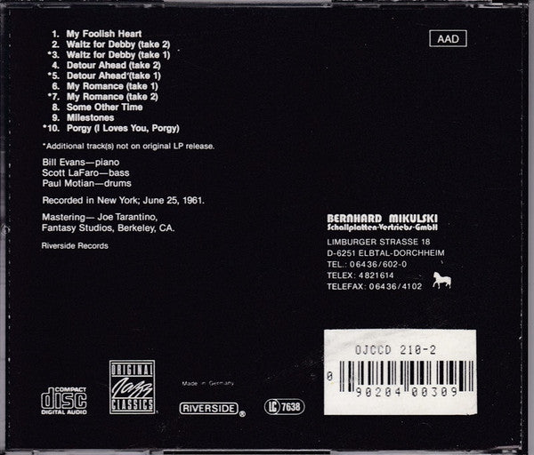Bill Evans Trio - Waltz For Debby - Used CD image 2