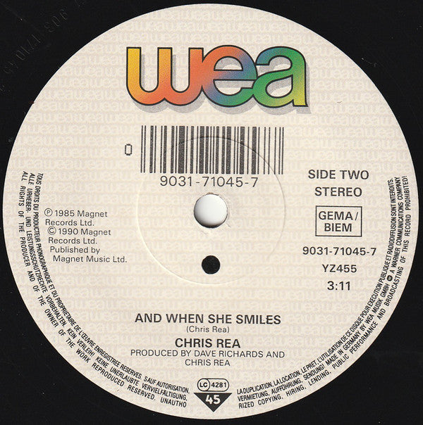 Chris Rea - Tell Me There's A Heaven - Used Vinyl Record 7" image 4