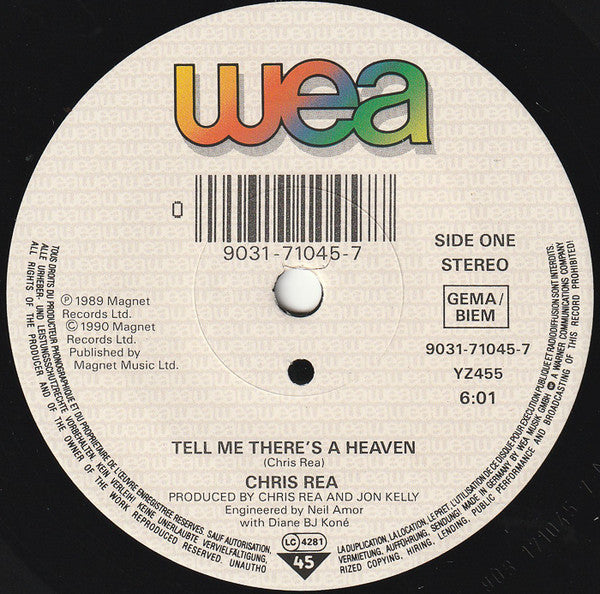 Chris Rea - Tell Me There's A Heaven - Used Vinyl Record 7" image 7
