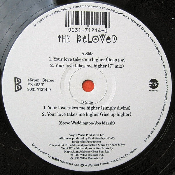 Beloved - Your Love Takes Me Higher - Used Vinyl Record 12" image 4