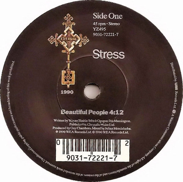 Stress - Beautiful People - Used Vinyl Record 7" image 3