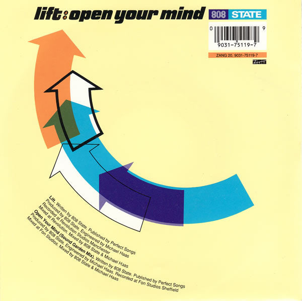 808 State - Lift / Open Your Mind - Used Vinyl Record 7" image 2