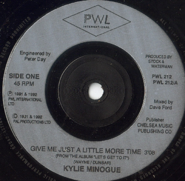Kylie Minogue - Give Me Just A Little More Time - Used Vinyl Record 7 image 3