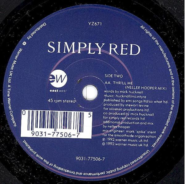 Simply Red - Thrill Me - Used Vinyl Record 7" image 8