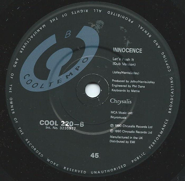 Innocence - Let's Push It - Used Vinyl Record 7" image 3