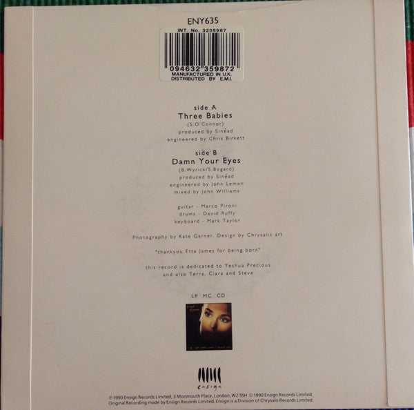 Sinead O'Connor - Three Babies - Used Vinyl Record 7" image 2