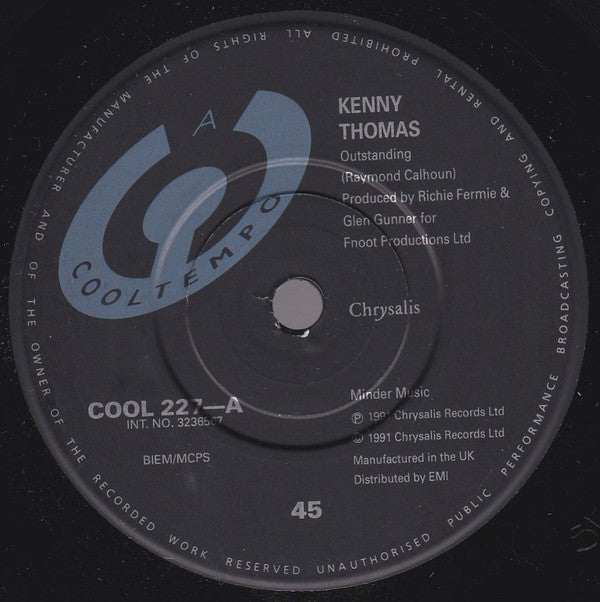 Kenny Thomas - Outstanding - Used Vinyl Record 7" image 3