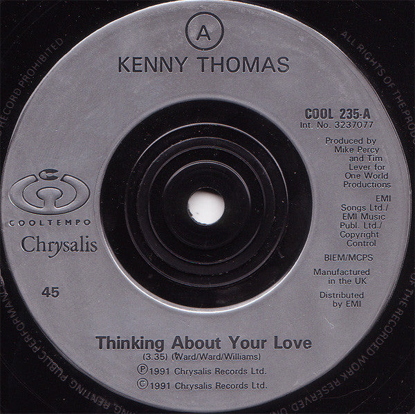 Kenny Thomas - Thinking About Your Love - Used Vinyl Record 7" image 3