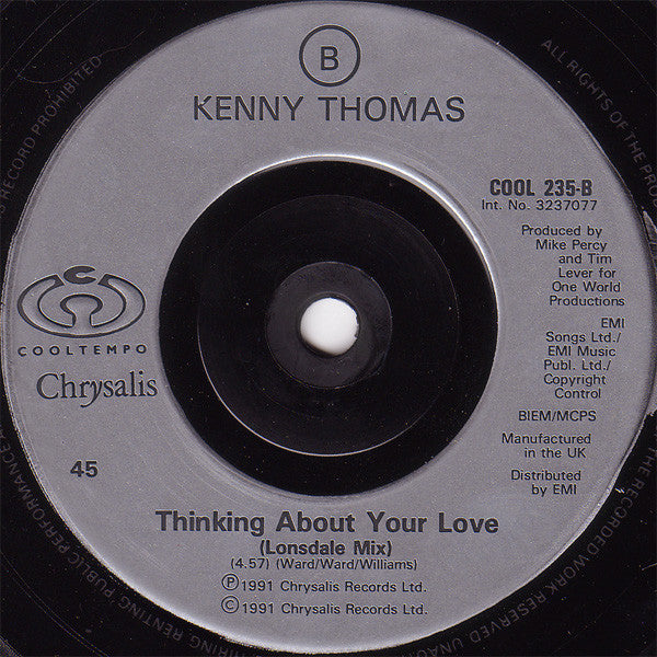 Kenny Thomas - Thinking About Your Love - Used Vinyl Record 7" image 8