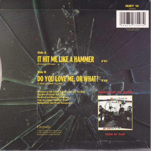 Huey Lewis & The New - It Hit Me Like A Hammer - Used Vinyl Record 7" image 6