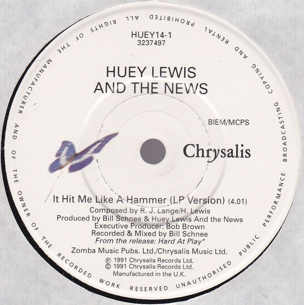 Huey Lewis & The New - It Hit Me Like A Hammer - Used Vinyl Record 7" image 7