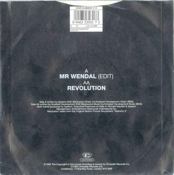 Arrested Development - Mr Wendal - Used Vinyl Record 7" image 2