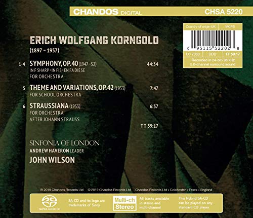 Erich Wolfgang Korng - Korngold: Symphony in F Sharp/Theme and Variation image 2