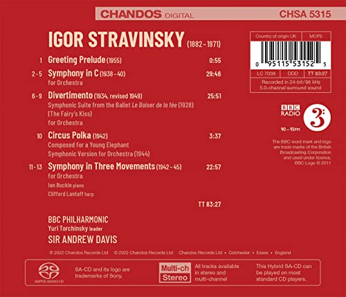 BBC PHILHARMONIC - IGOR STRAVINSKY SYMPHONY IN C - CD image 2