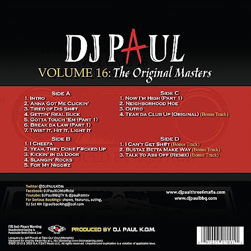 DJ Paul - Volume 16: The Original Masters - Vinyl Record image 2