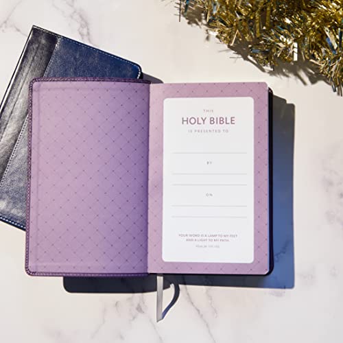 Thomas Nelson - NKJV, Deluxe Gift Bible, Leathersoft, Purple, Red Lett image 3