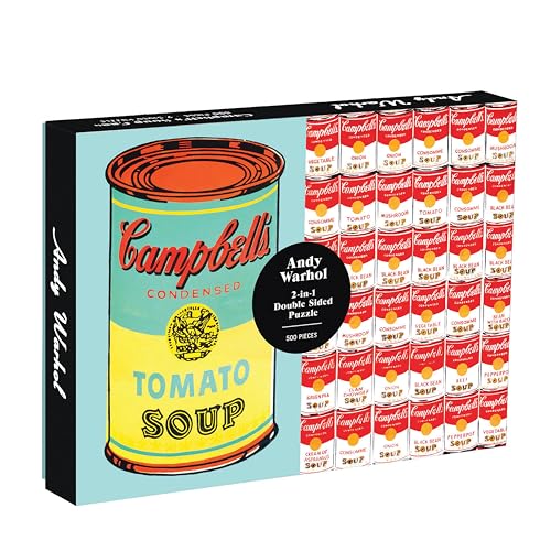 Galison - Andy Warhol Soup Can 2-sided 500 Piece Puzzle - Jigsaw Puzzl image 1
