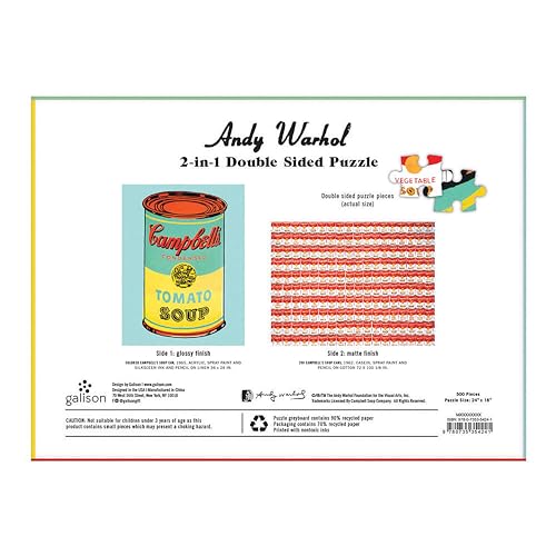 Galison - Andy Warhol Soup Can 2-sided 500 Piece Puzzle - Jigsaw Puzzl image 5