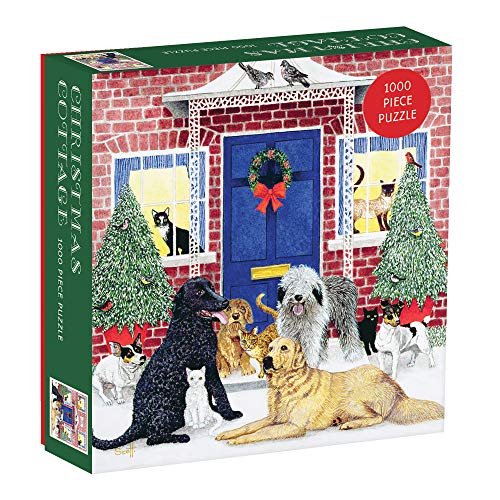 Galison - Christmas Cottage Square Boxed 1000 Piece Puzzle - Paperback image 1