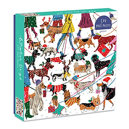 Galison - Winter Dogs 500 Piece Puzzle - Jigsaw Puzzle image 1