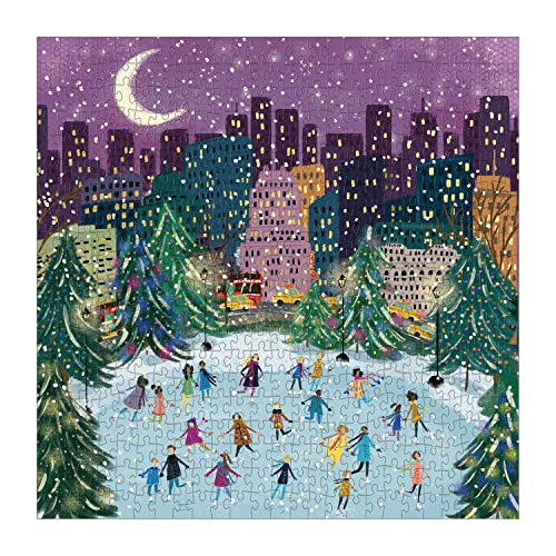 Galison - Merry Moonlight Skaters 500 Piece Foil Puzzle - Jigsaw Puzzl image 2