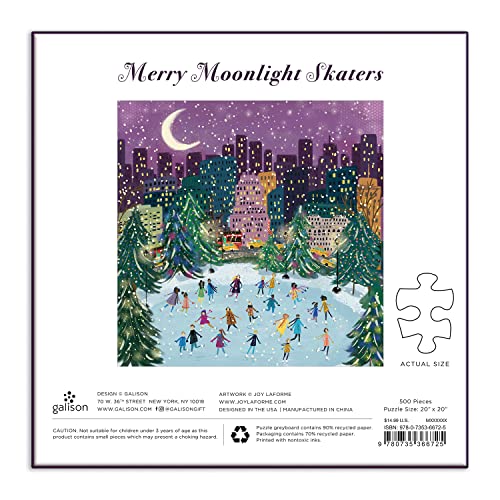 Galison - Merry Moonlight Skaters 500 Piece Foil Puzzle - Jigsaw Puzzl image 3