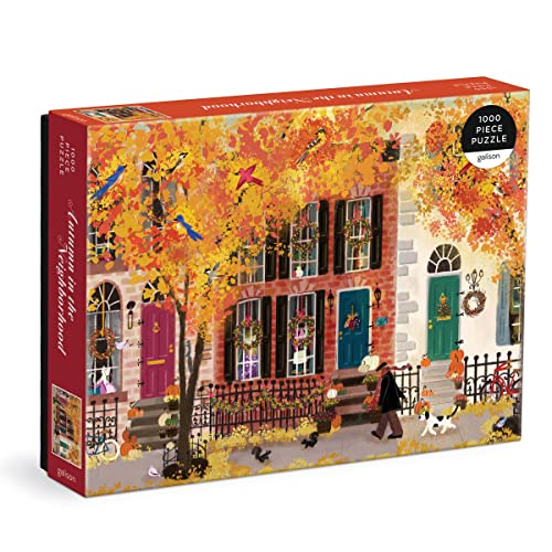 Galison - Autumn in the Neighborhood 1000 Piece Puzzle - Jigsaw Puzzle image 1