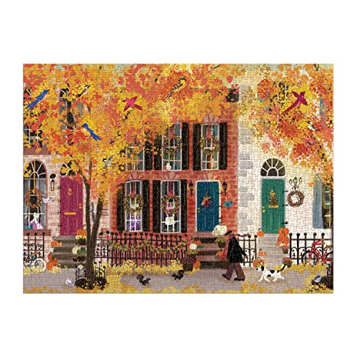 Galison - Autumn in the Neighborhood 1000 Piece Puzzle - Jigsaw Puzzle image 2