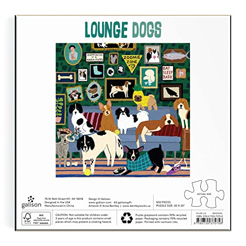 Galison - Lounge Dogs 500 Piece Puzzle - Jigsaw Puzzle image 3